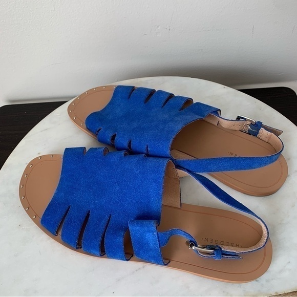 Halogen Jannie Cutout Slingback Blue Suede Leather Sandals Size 11 - Picture 6 of 15
